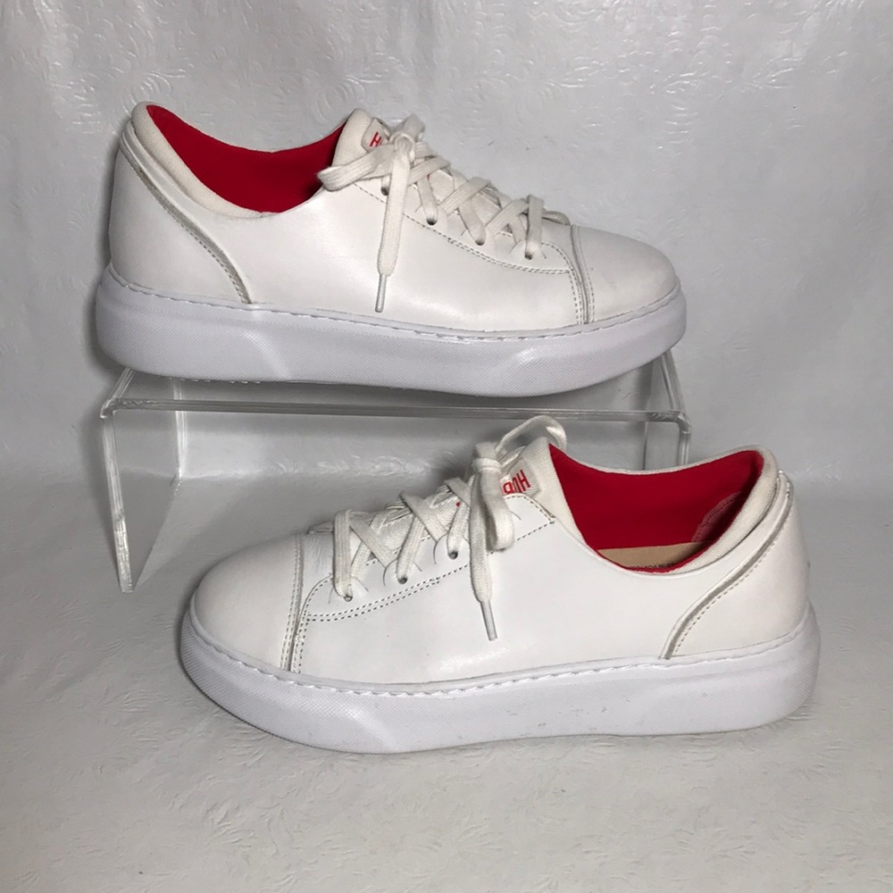 Classic White and Red Women's Athletic Shoes